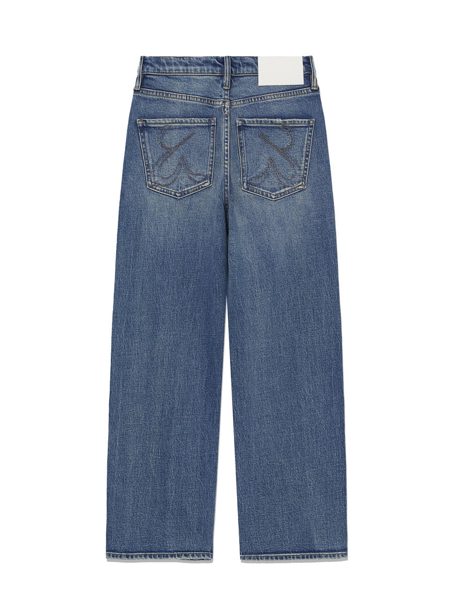 GLOWNY 90s High Rise Wide Leg Jeans (Short) (Ocean Blue)