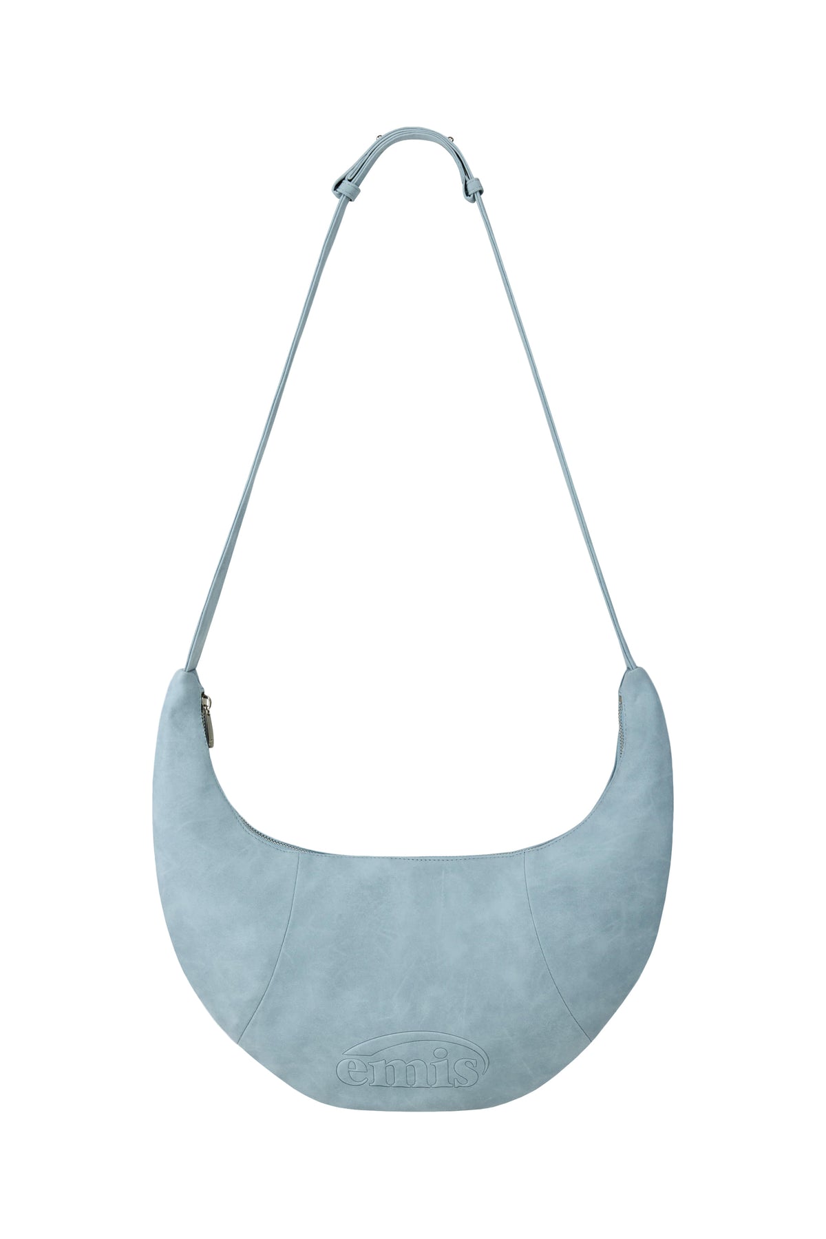 Emis Logo Embossed Half Moon Bag-Light Blue