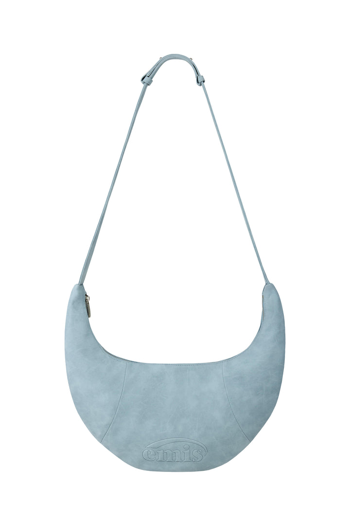 EMIS Logo Embossed Half Moon Bag-Light Blue