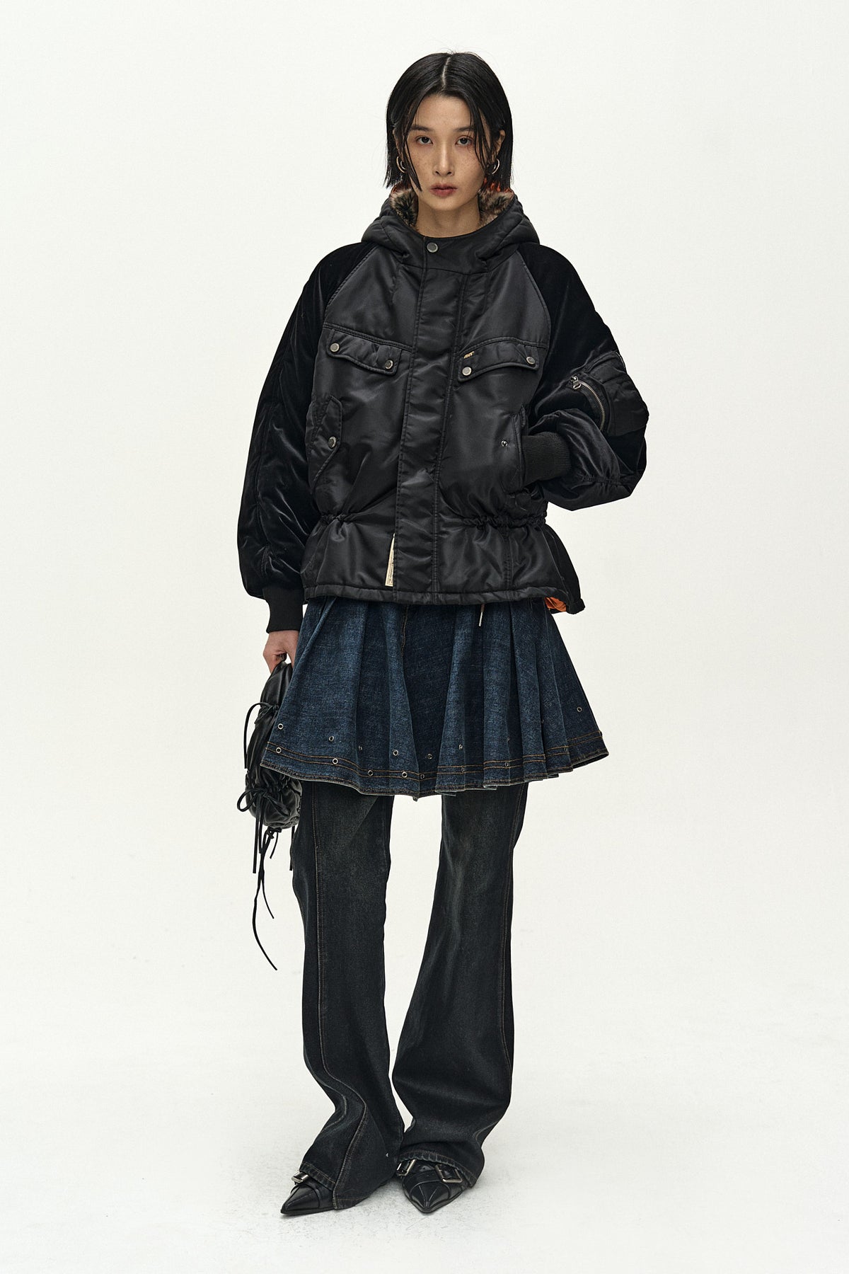 Andersson Bell Utility Hooded Puffer Peplum Jacket