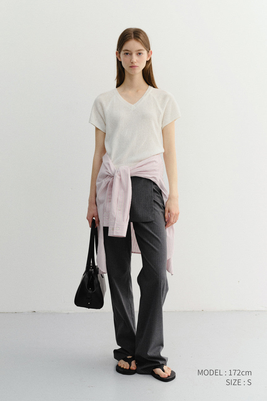 Dunst Skirt Layered Slim Pants Charcoal Grey Stripe