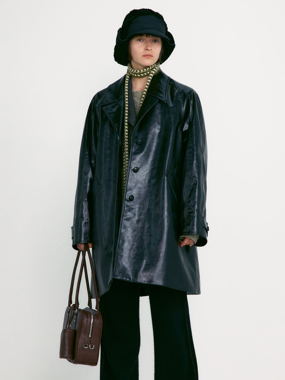 Low Classic Jacquard Slim Muffler Khaki