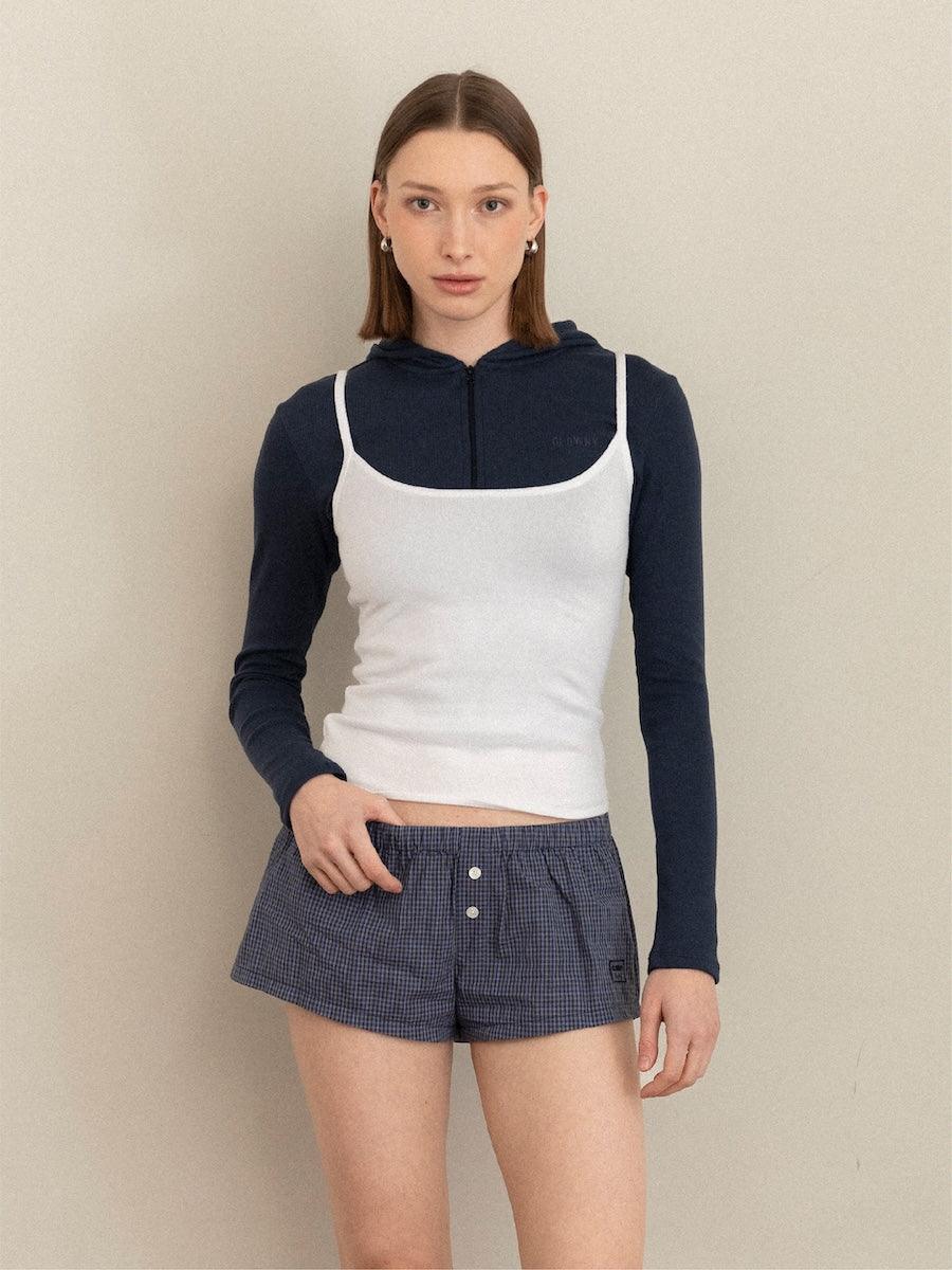 GLOWNY G Classic Essential Rib Zip-Up (Navy)