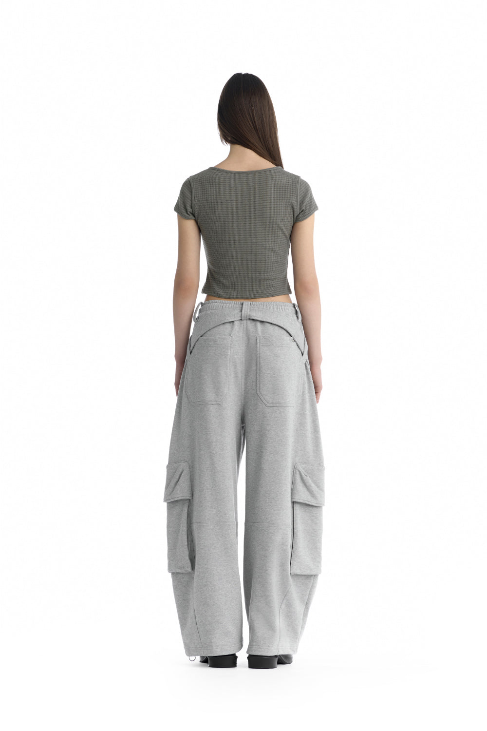 Treemingbird Slim-Fit Slit Ribbed T-Shirt Gray