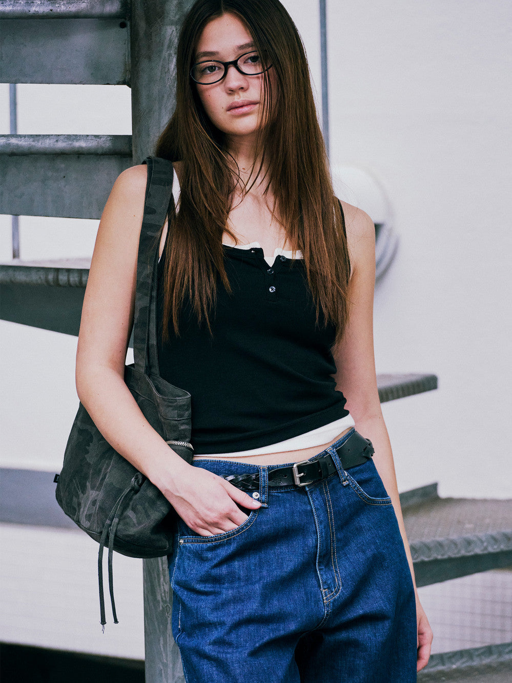 Low Classic Henry Neck Camisole Black