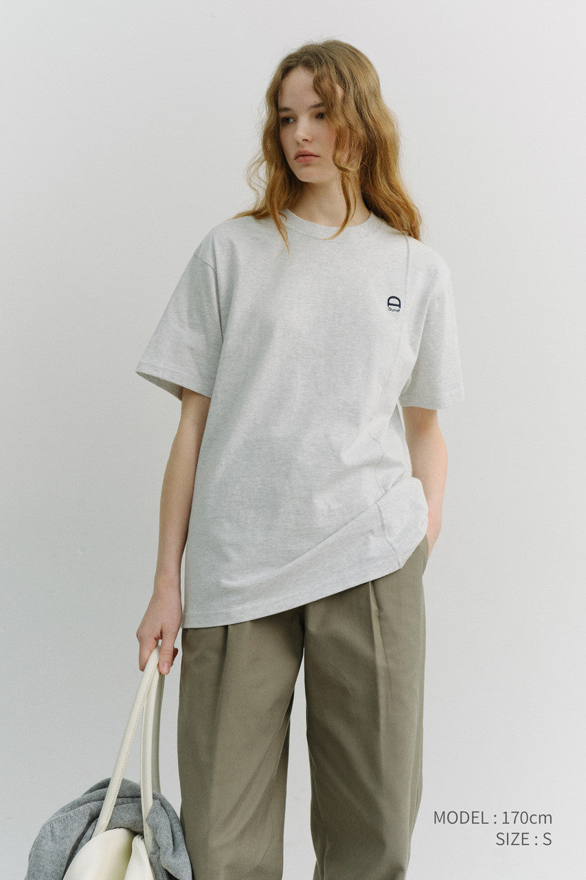 Dunst Unisex Logo Crease T-Shirt Light Melange Grey