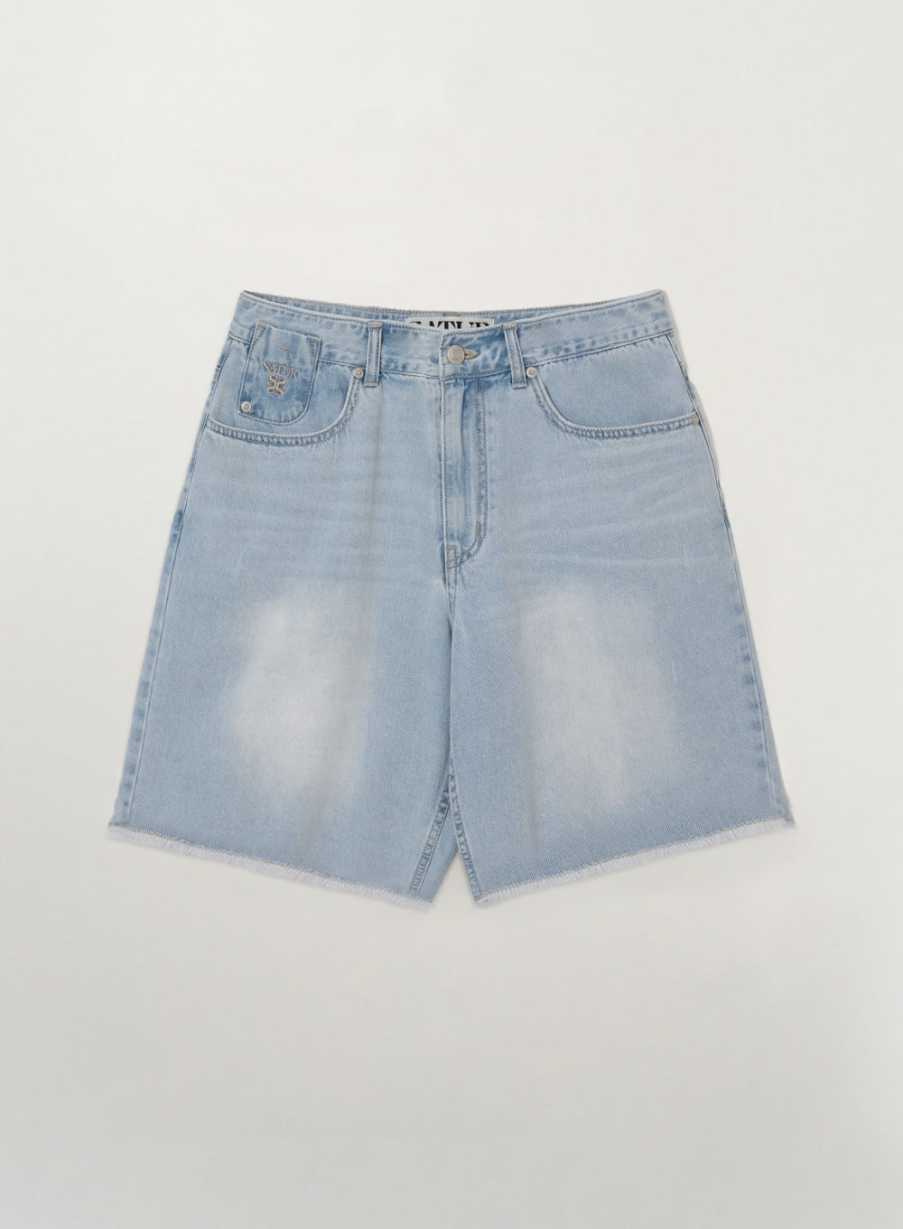 Satur Raw Edge Denim Shorts - Light Blue
