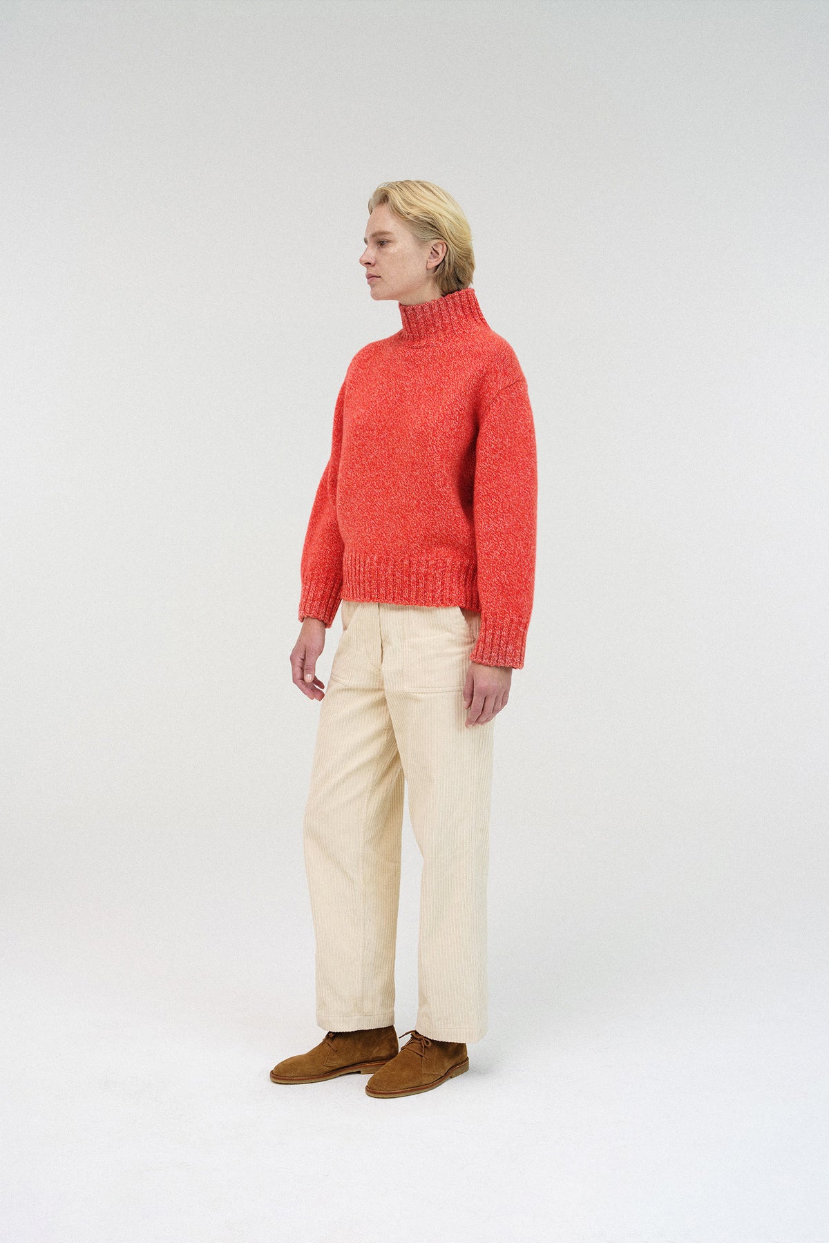 Nothing Written Boyfriend turtle neck sweater (Red and white)