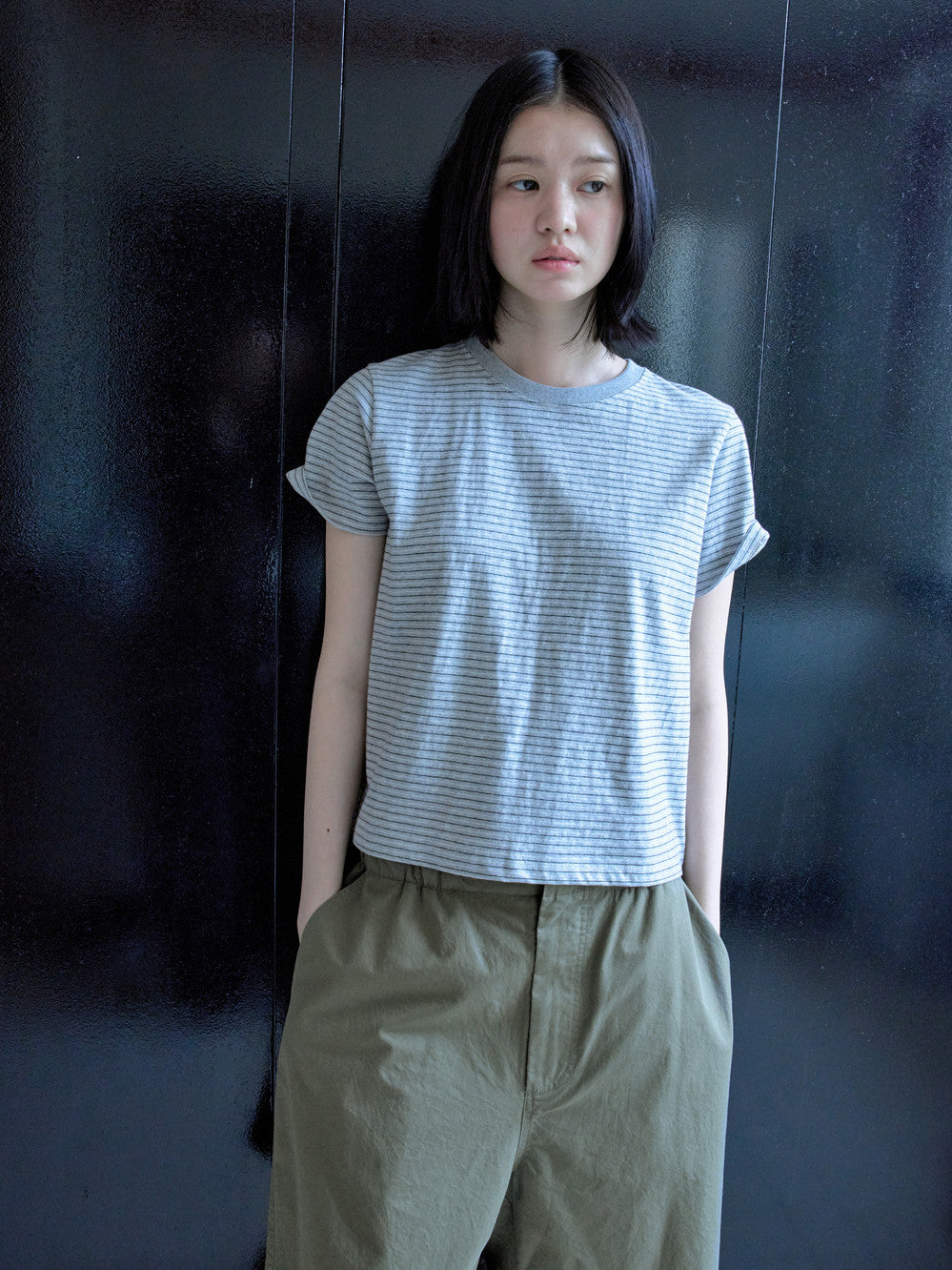 Low Classic Lc Striped Baby Tee Melange Grey