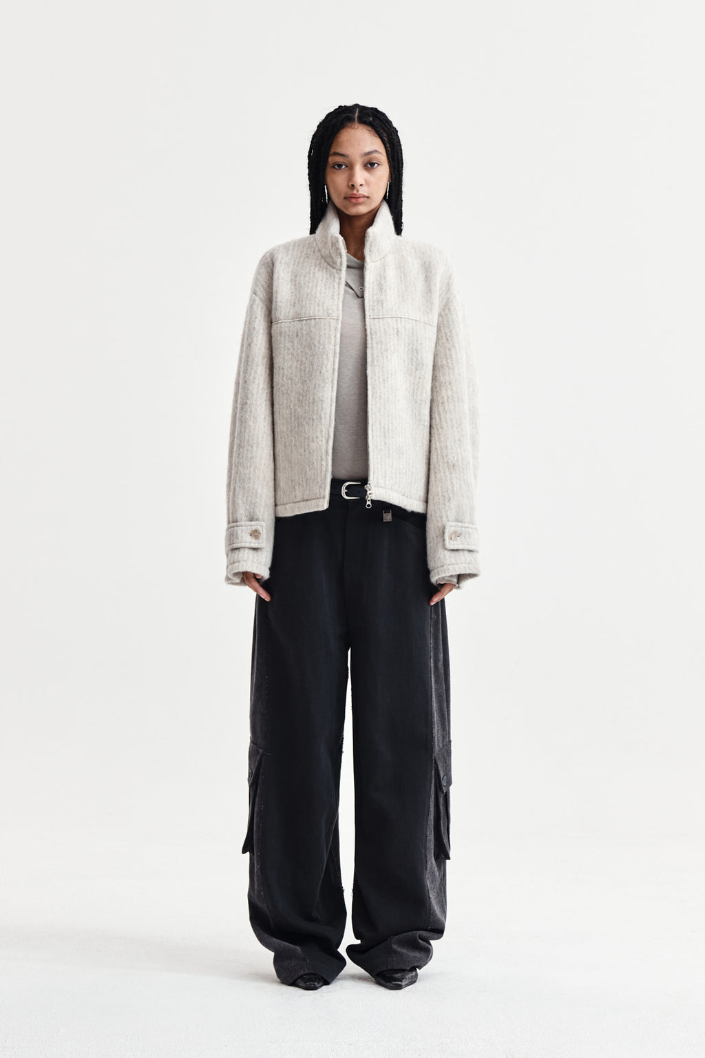 Matinkim Big Pocket Two Tone Wide Pants IN Charcoal