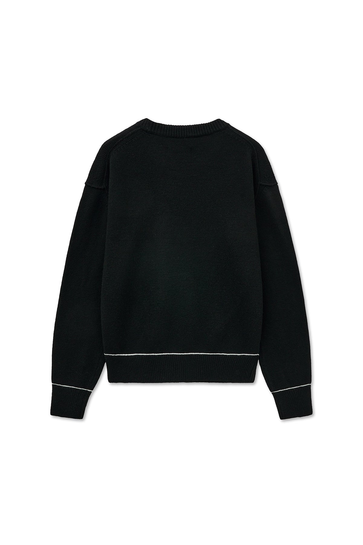 [matinkim] COLOR TRIM LINE LOGO PULLOVER IN BLACK