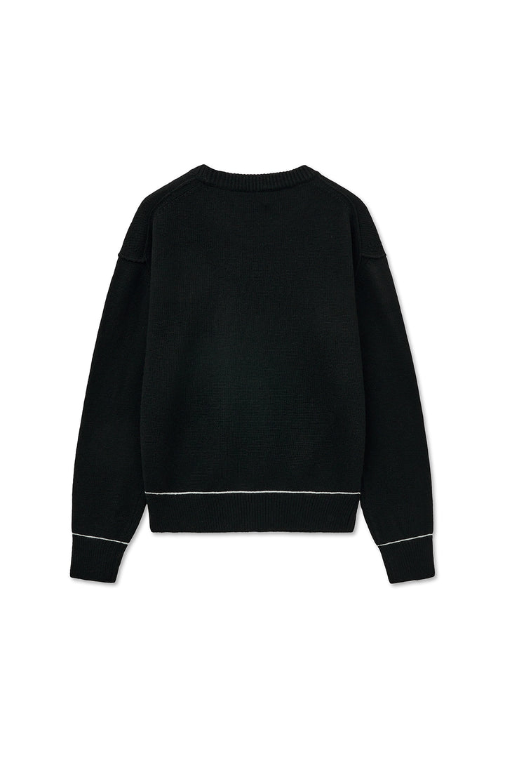 Matinkim Color Trim Line Logo Pullover IN Black