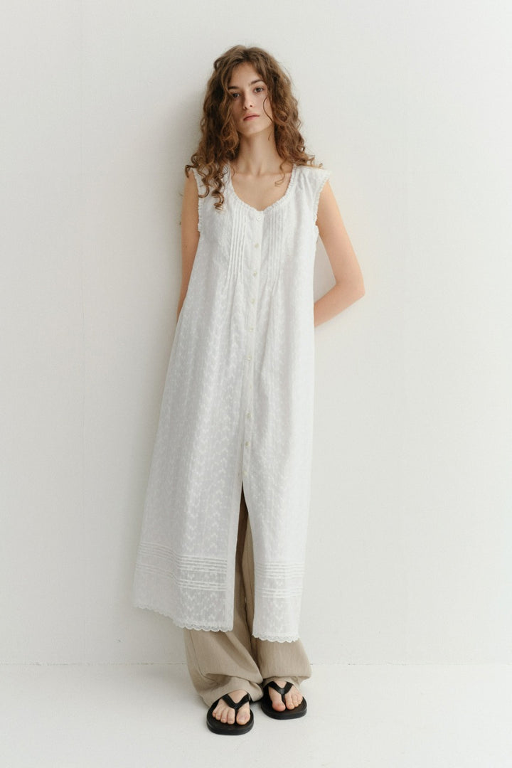 Dunst Needlework Babydoll Dress White