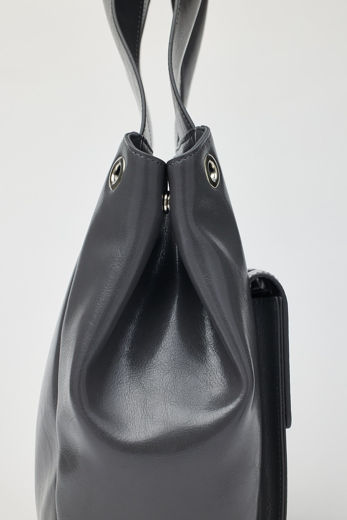 Matinkim Multi Pocket Leather Shopper Bag IN Grey