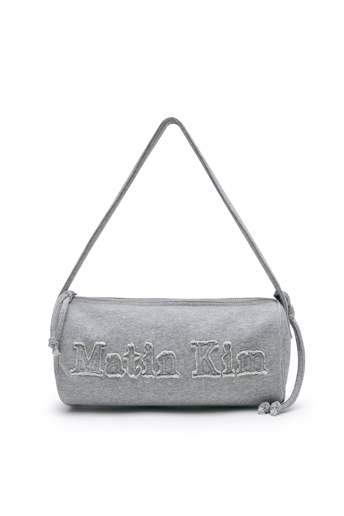 matinkim APPLIQUE LOGO JERSEY DUFFLE BAG IN GREY