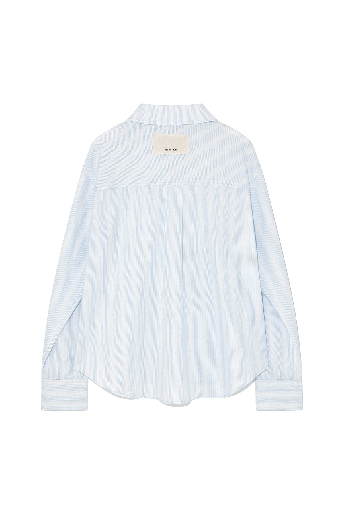 [matinkim] CUFFS BUTTON POINT STRIPE SHIRT IN LIGHT BLUE