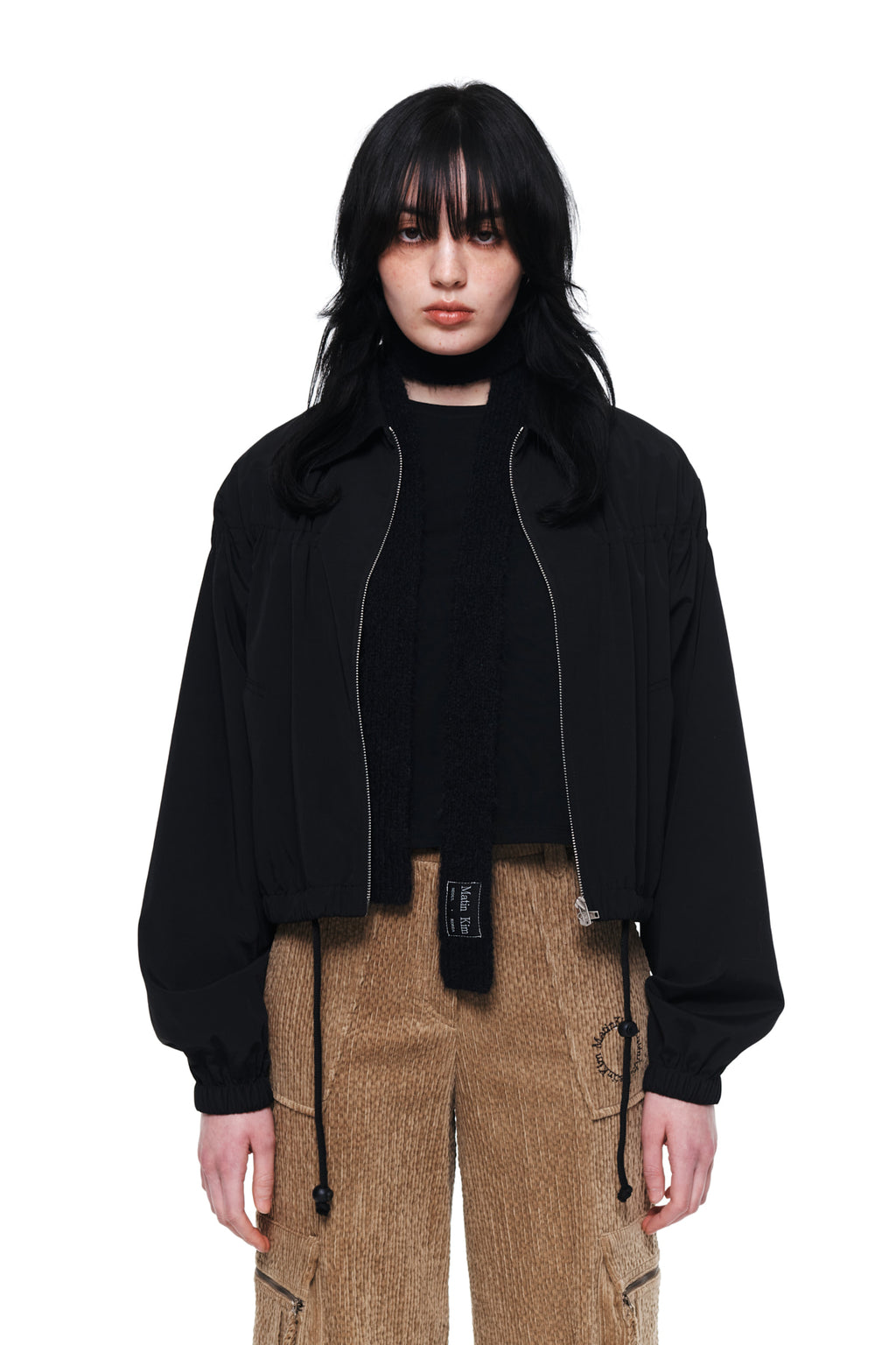 [matinkim] STRING DETAILED ZIP JUMPER IN BLACK