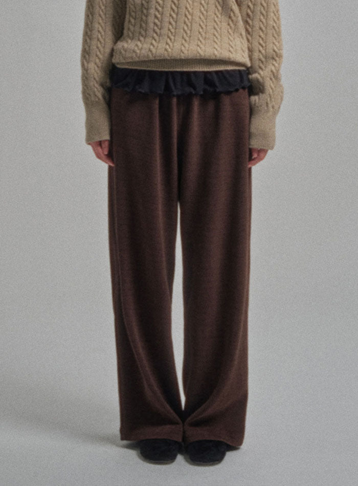 Mango Maniplease Mitto Banding Pants Brown