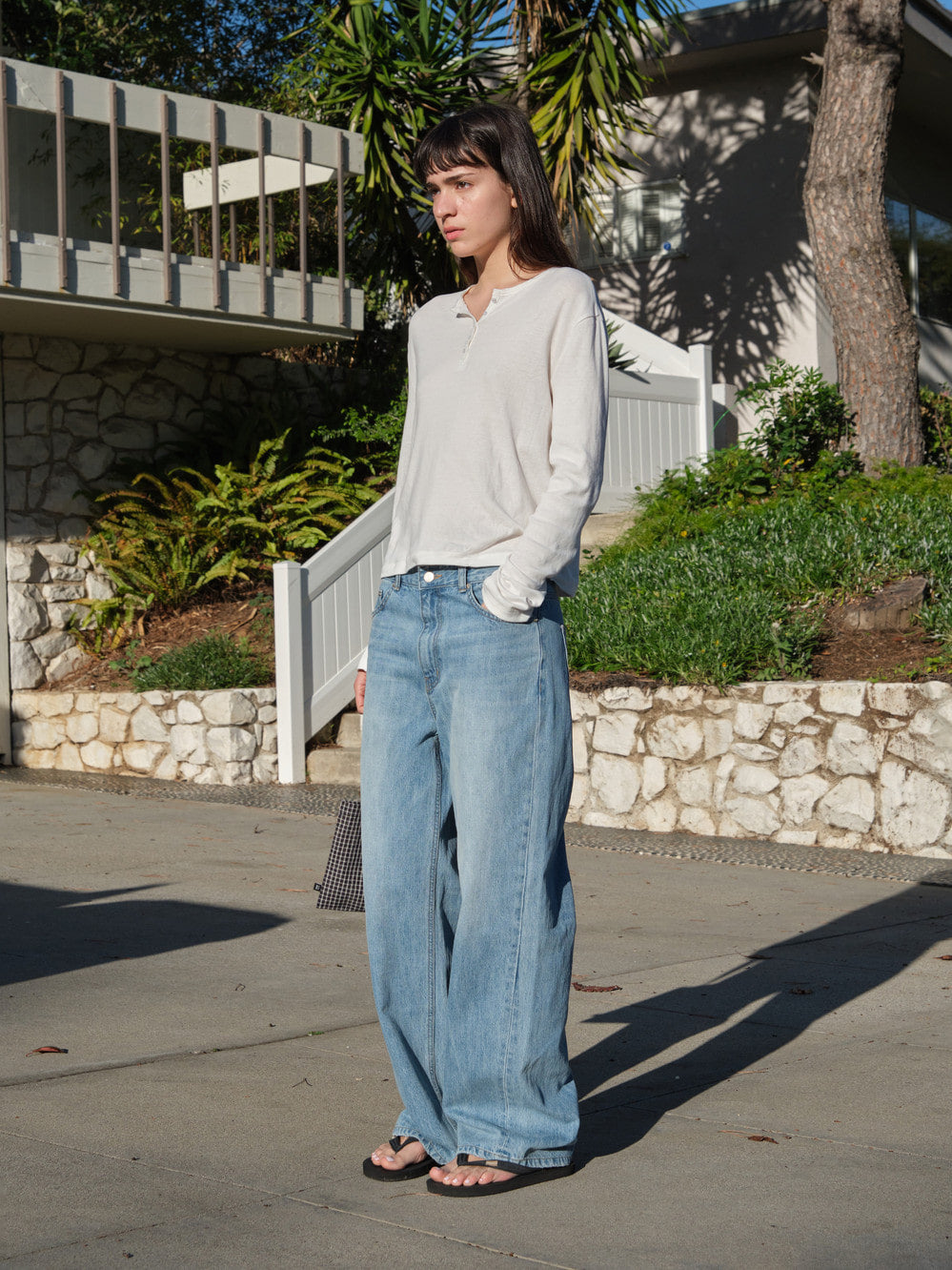 Low Classic Relaxed Henley Tee Ivory