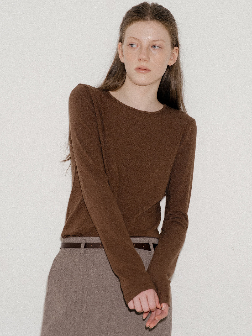 Tillidie Angora finger hole tee Brown