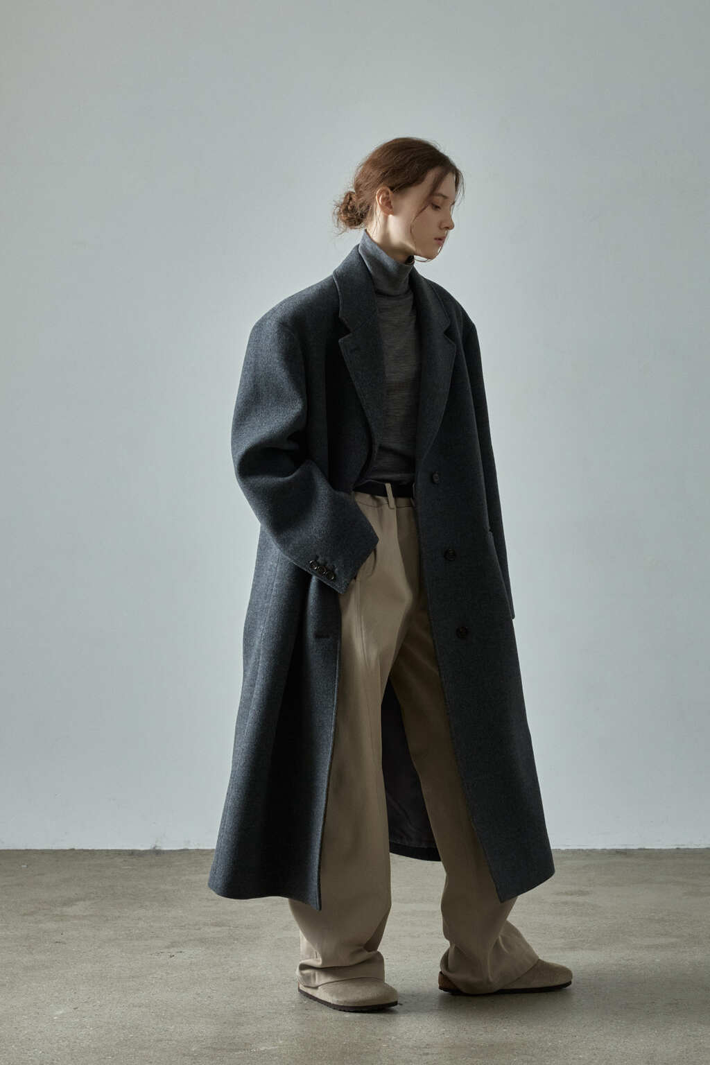 Facade Pattern Cashmere Single Coat charcoal