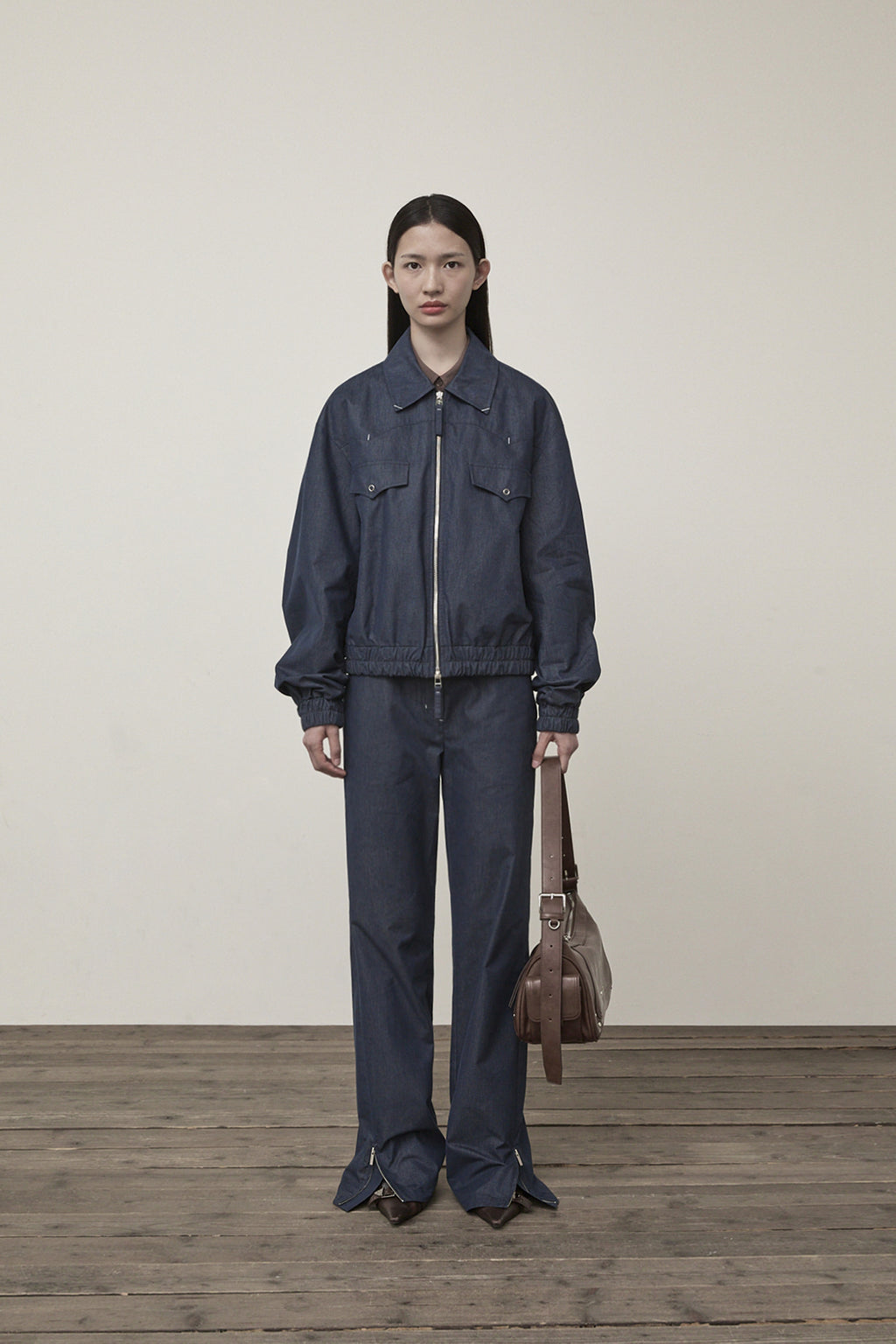 [matinkim] WESTERN DETAIL DENIM LIKE BLOUSON IN NAVY