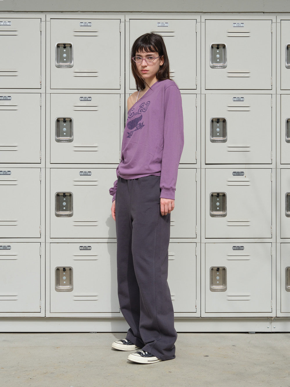 Low Classic Off-Shoulder Jersey Tee Violet