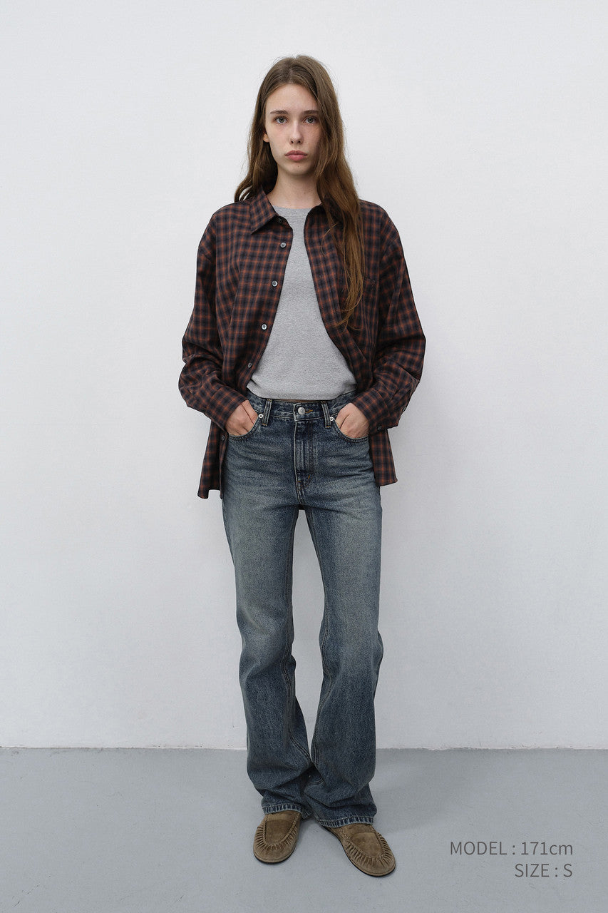 Dunst Unisex Checked Flannel Shirt Brick