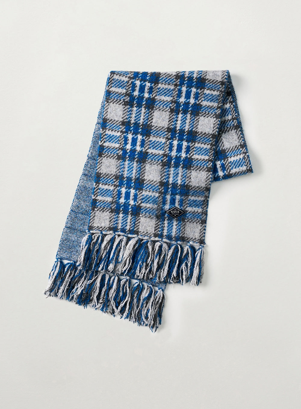 [satur] Check Pattern Muffler - Sky Blue