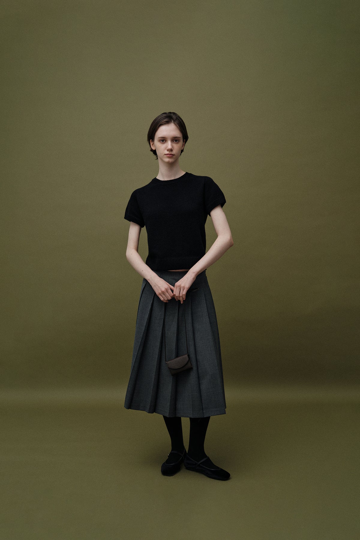 Nothing Written Wool pleated skirt (Gray)