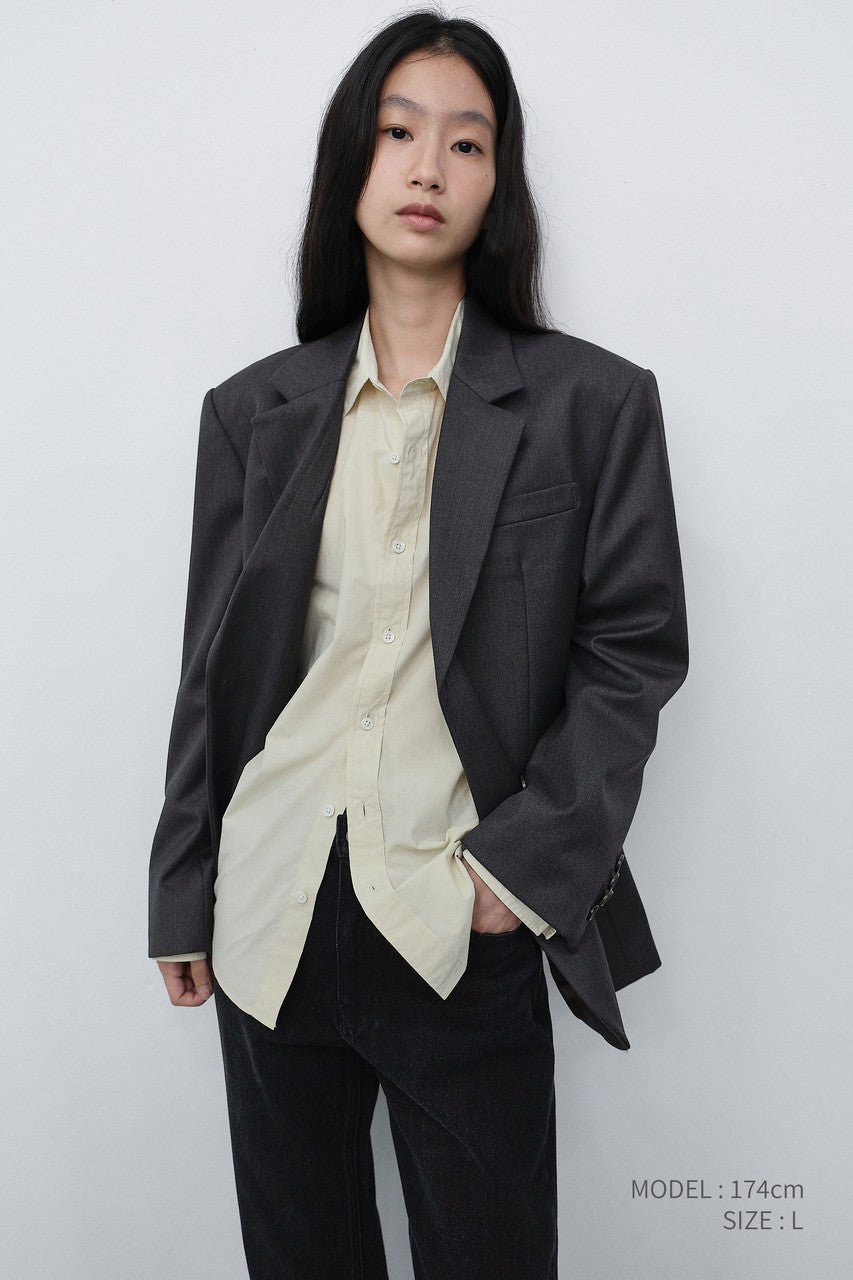 Dunst Essential 2 Button Wool Blazer Charcoal Grey