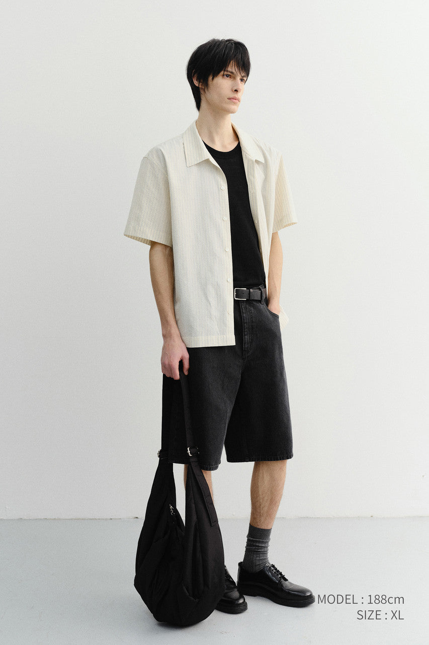 Dunst Unisex Holiday Striped Shirt Cream Stripe