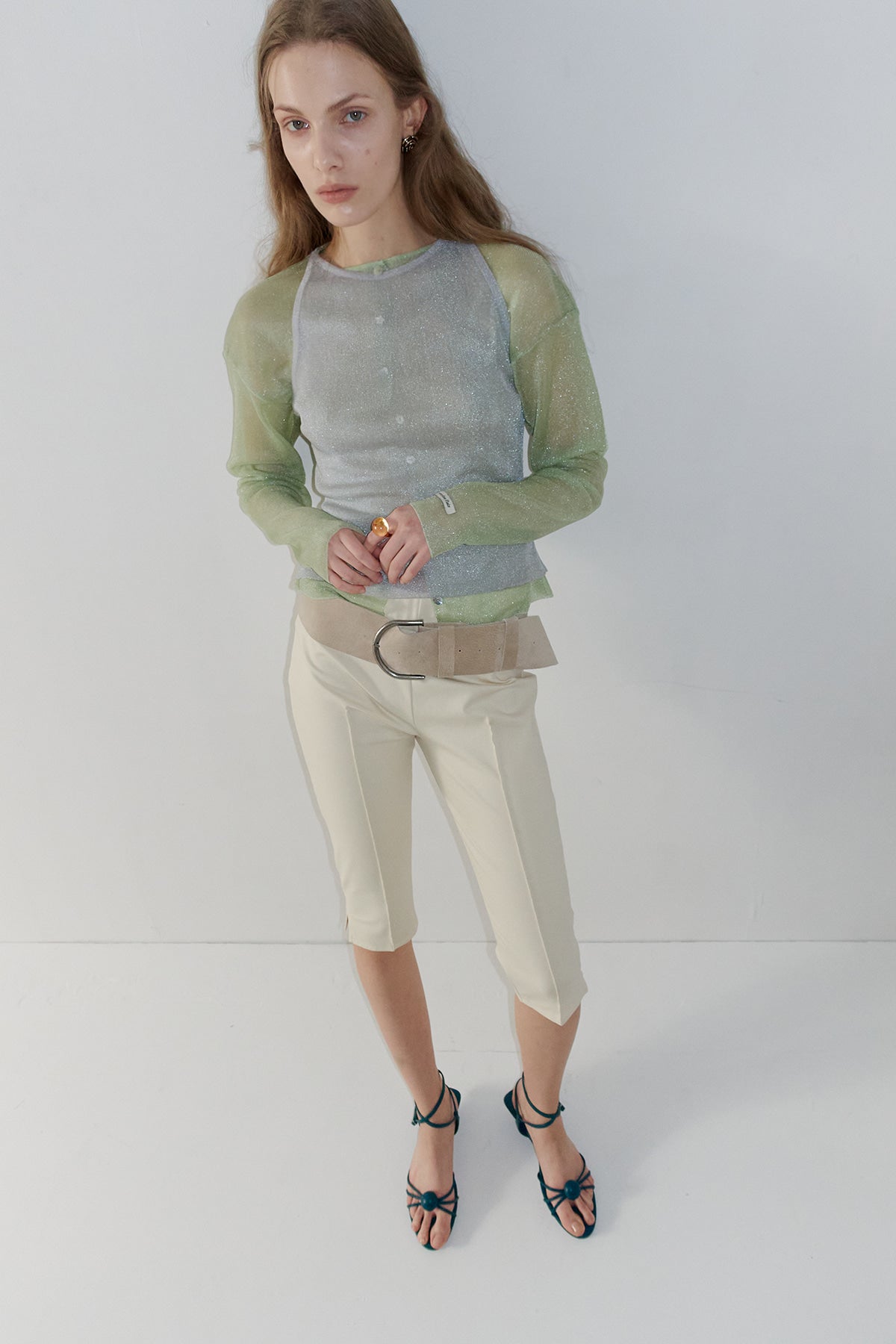 Overdueflair Sheer Glossy Cardigan Jelly Mint