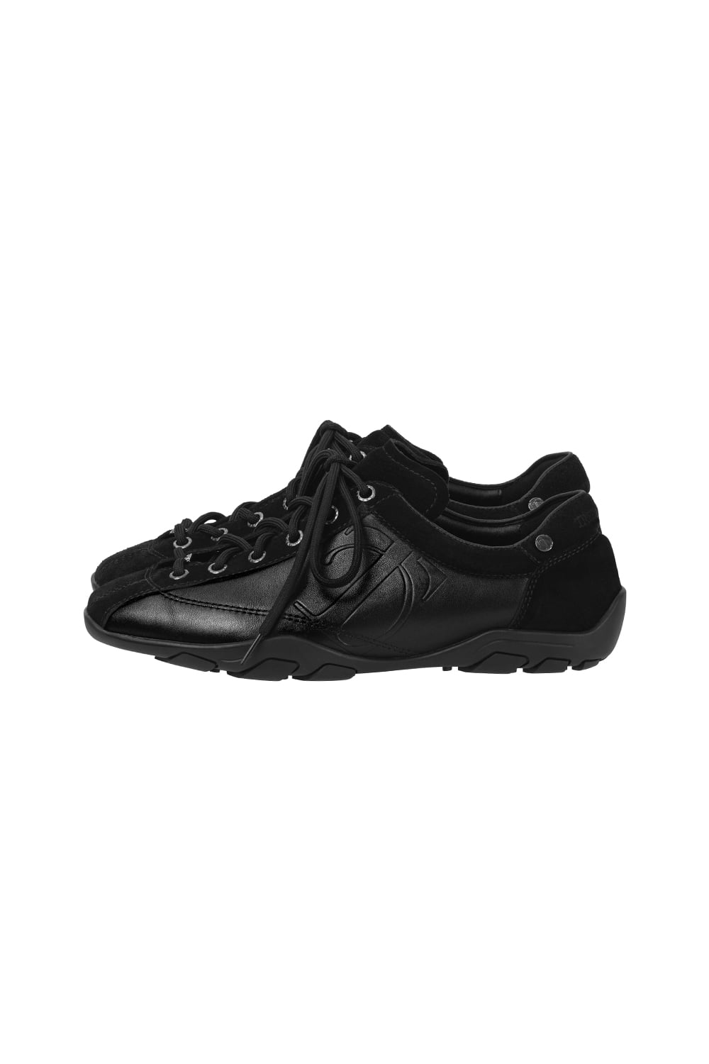 Treemingbird Flat Cowhide Leather Sneakers Black