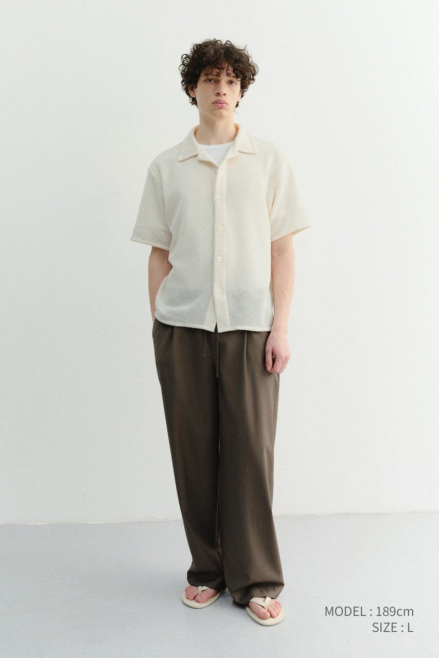 Dunst Open Collared Crochet Shirt Cream