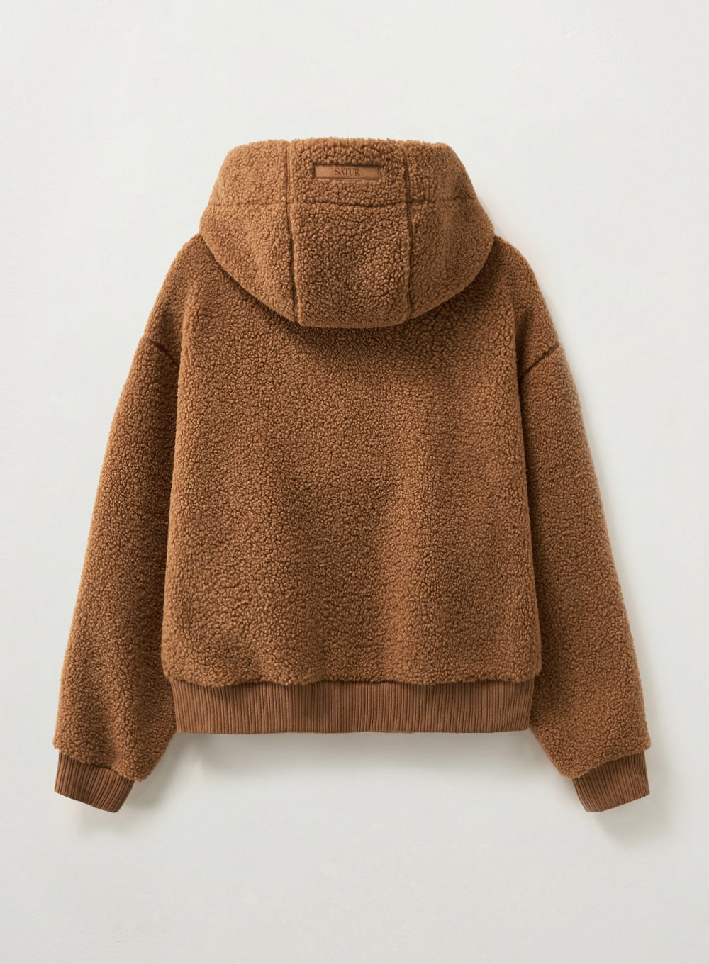 Satur (W) Shearling Fleece Hood Zip-up - Brown
