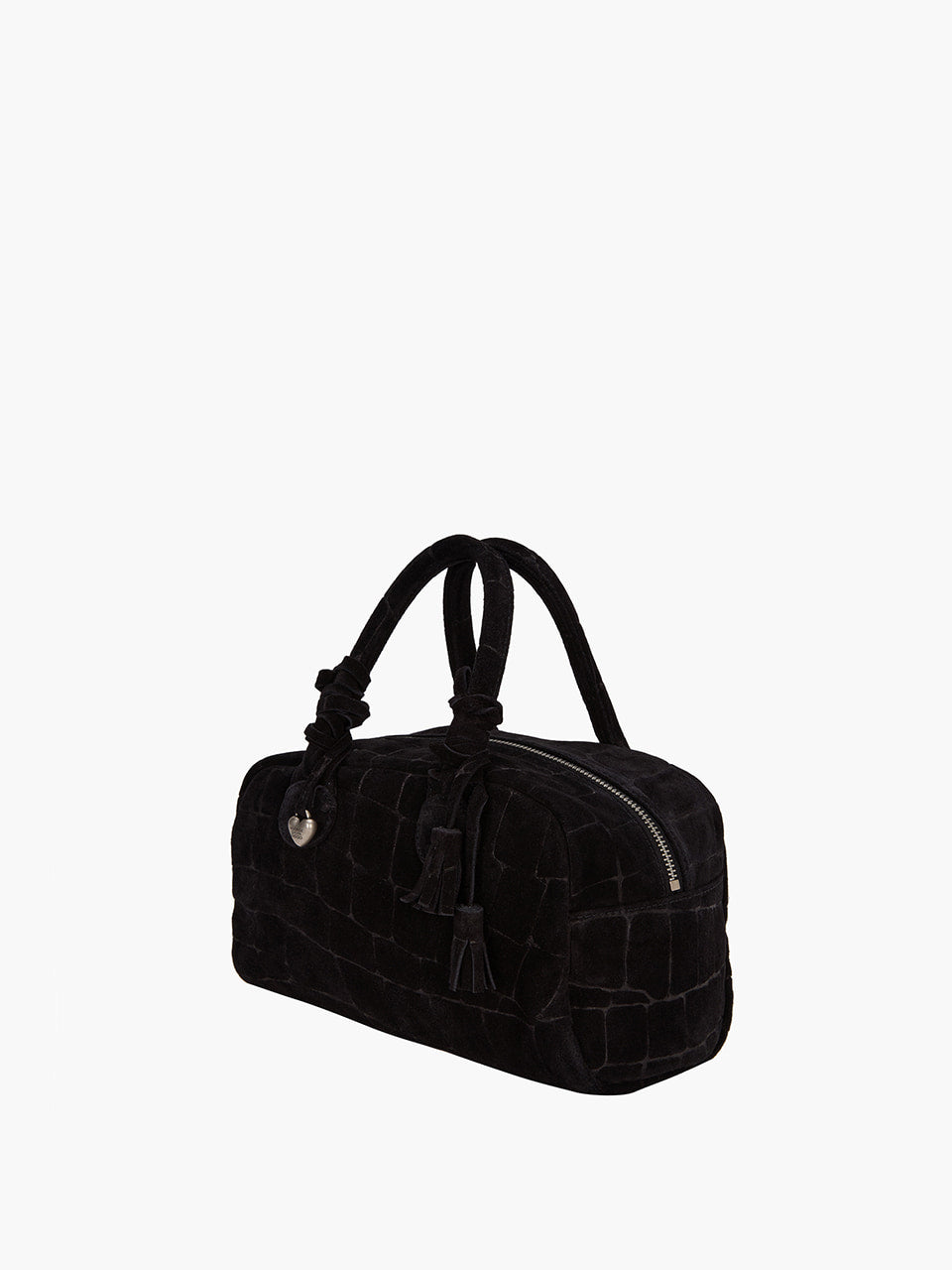 Margesherwood Soft Bowling black croc-effect suede