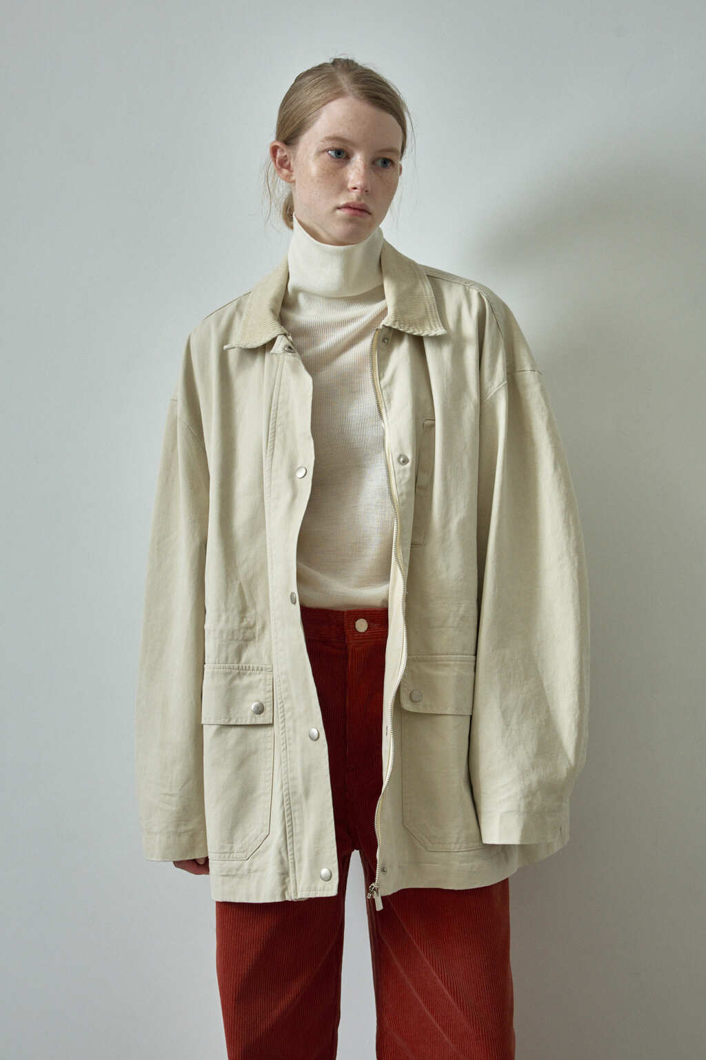 Facade Pattern Cotton Utility Jacket cream