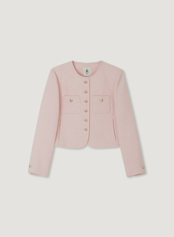 Mango Maniplease Moi Tweed Jacket Pink