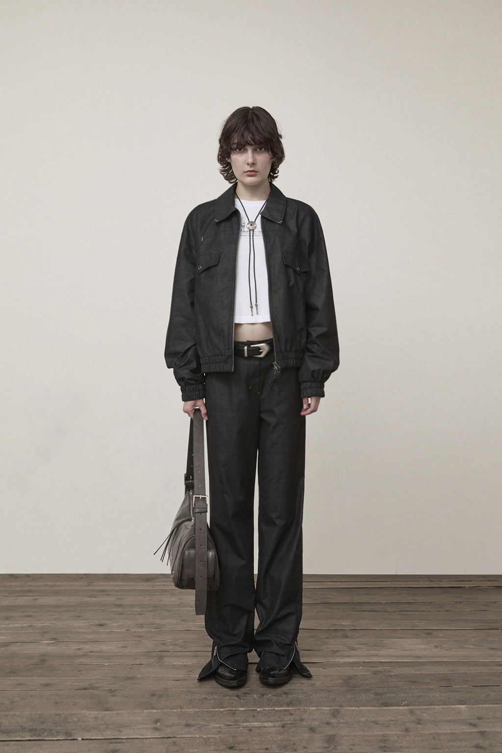 Matinkim Western Detail Denim Like Blouson IN Black