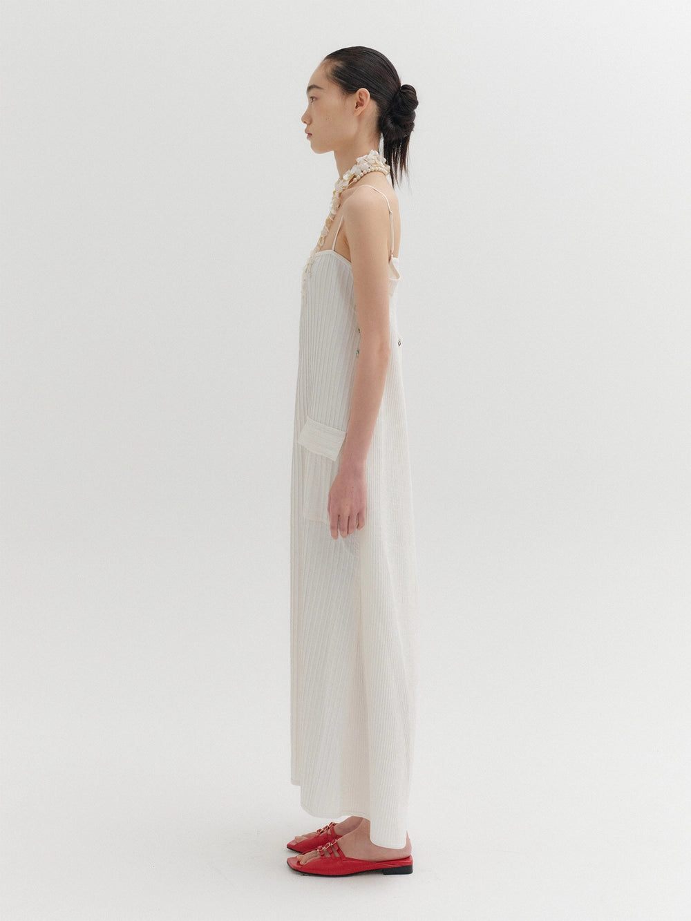 EENK Pleated Apron Dress - Ivory