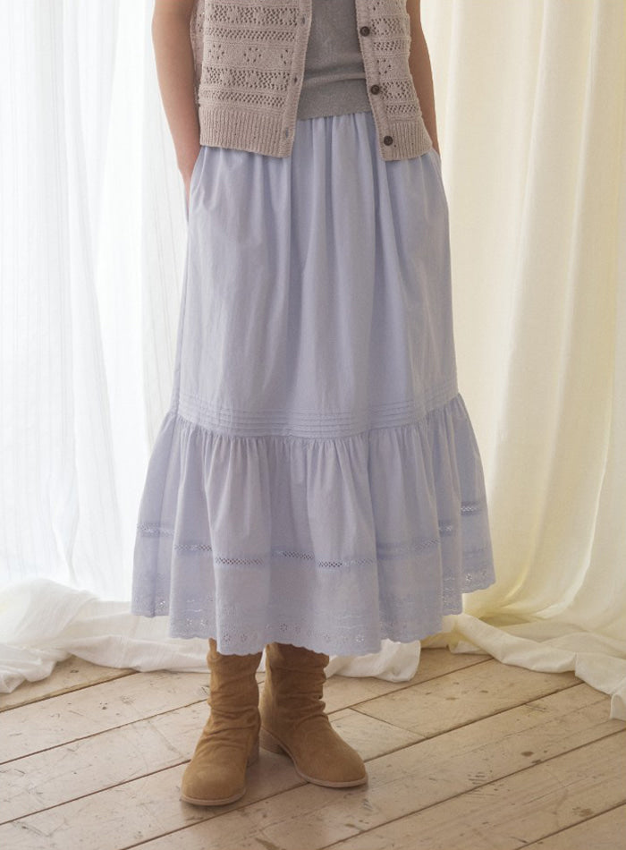 Mango Maniplease Cake Lace Skirt Light Blue