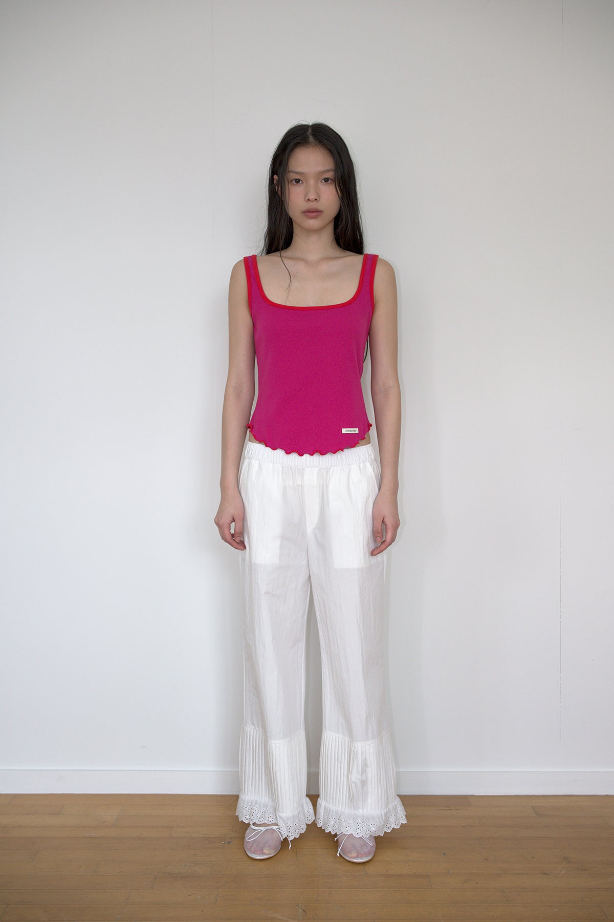 Overdueflair Ribbed Square Neck Sleeveless Magenta