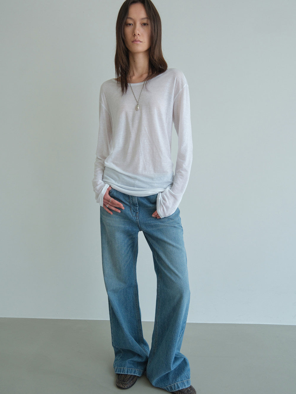 Low Classic Sheer Long Sleeve T-Shirt White