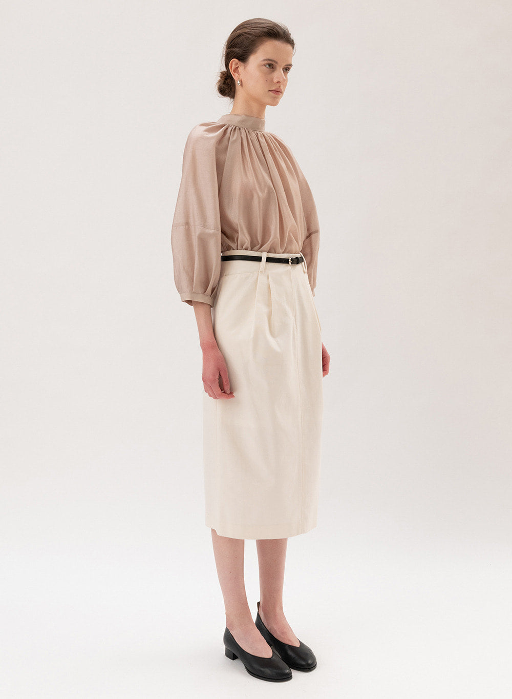 Kindersalmon Gathered Neck Blouse Toast