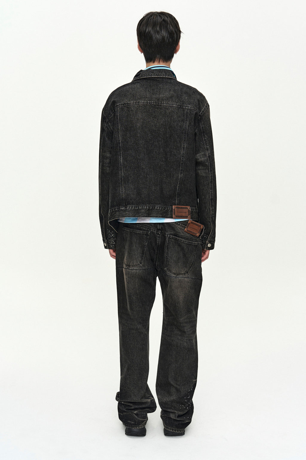 Andersson Bell Unisex Asymmetric Layered Beads Denim Jacket