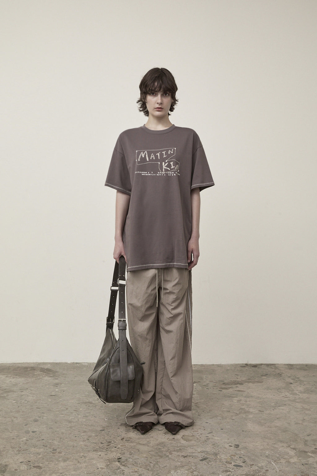 Matinkim Side Logo Wide Track Pants IN Khaki