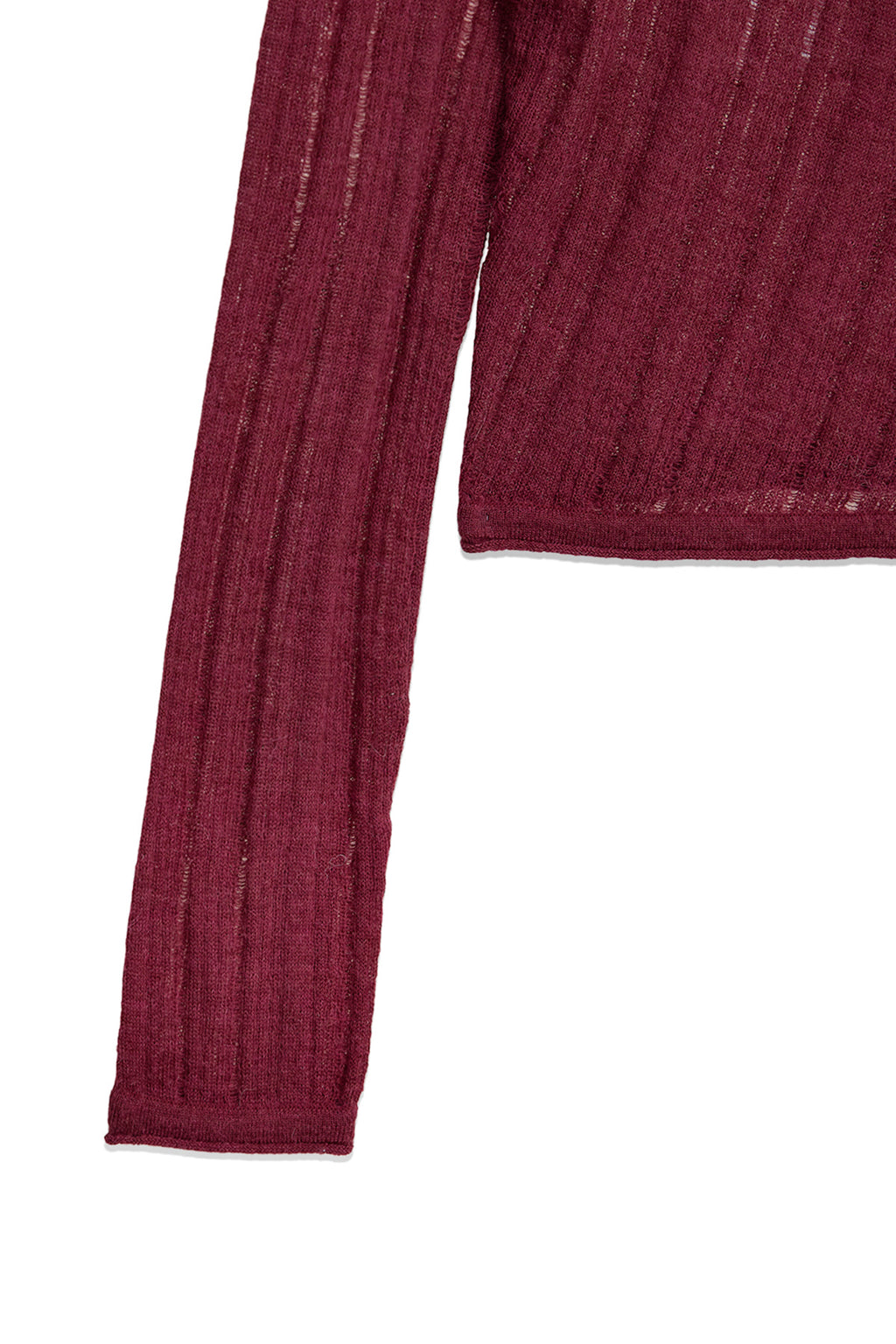 [matinkim] DIAGONAL TEXTURE KNIT TOP IN BURGUNDY