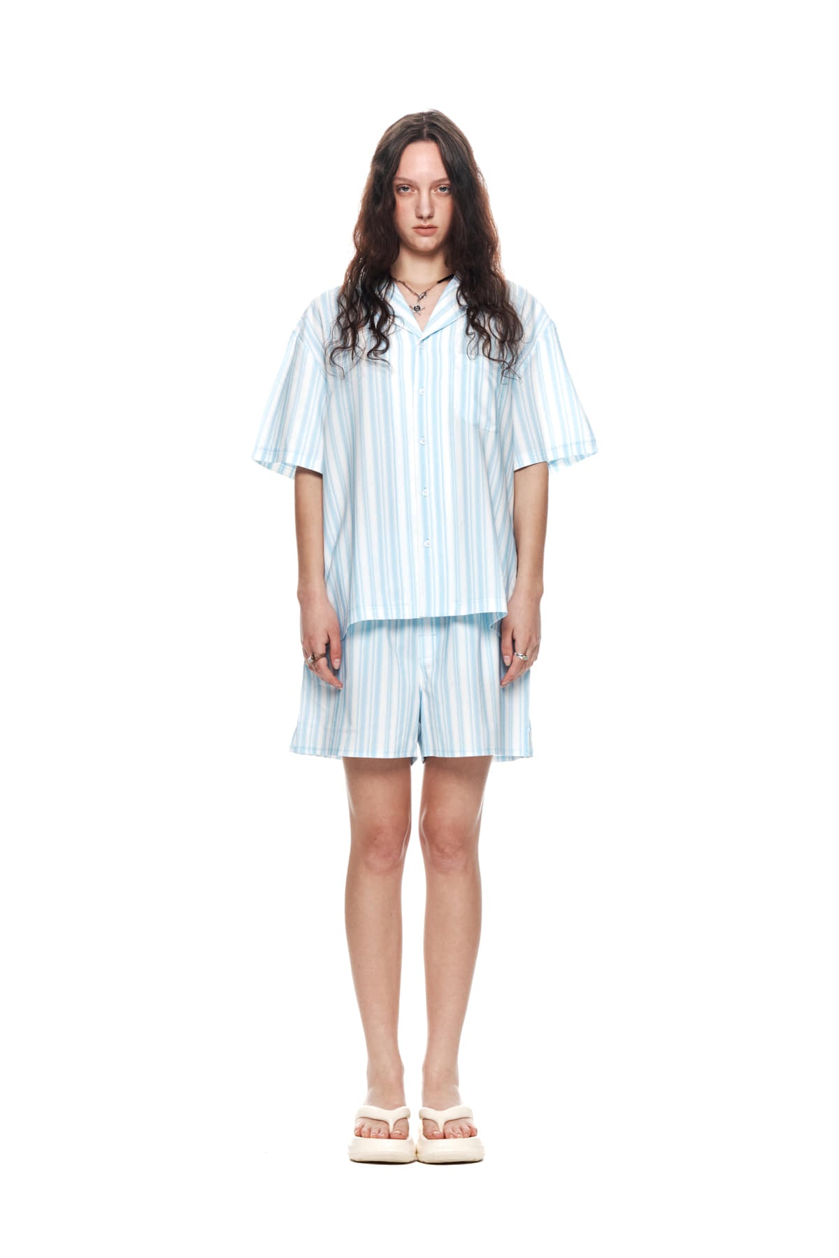 Matinkim Cozy Pajama Stripe Shorts IN Sky