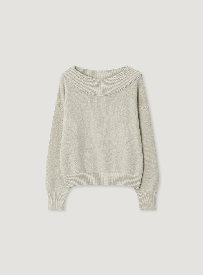 Mango Maniplease Dewy Off Shoulder Knit Oat Cream
